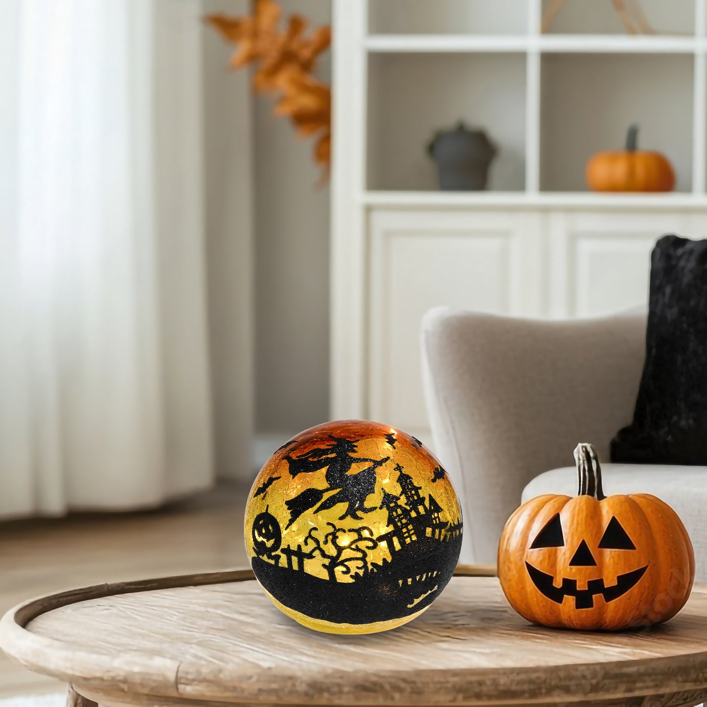 Battery Operated Lighted LED Halloween Glass Globe