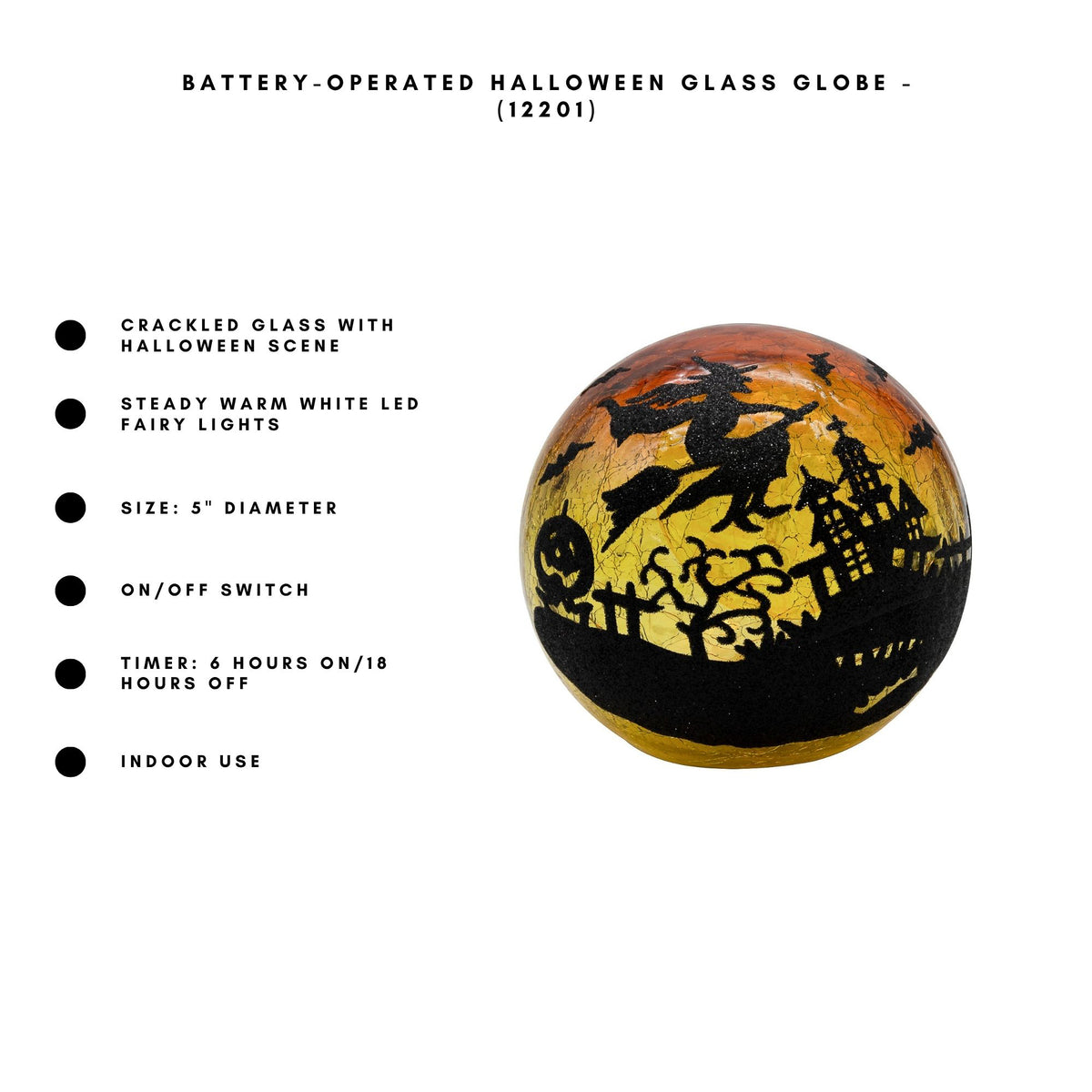 Battery-Operated Lighted LED Halloween Glass Globe