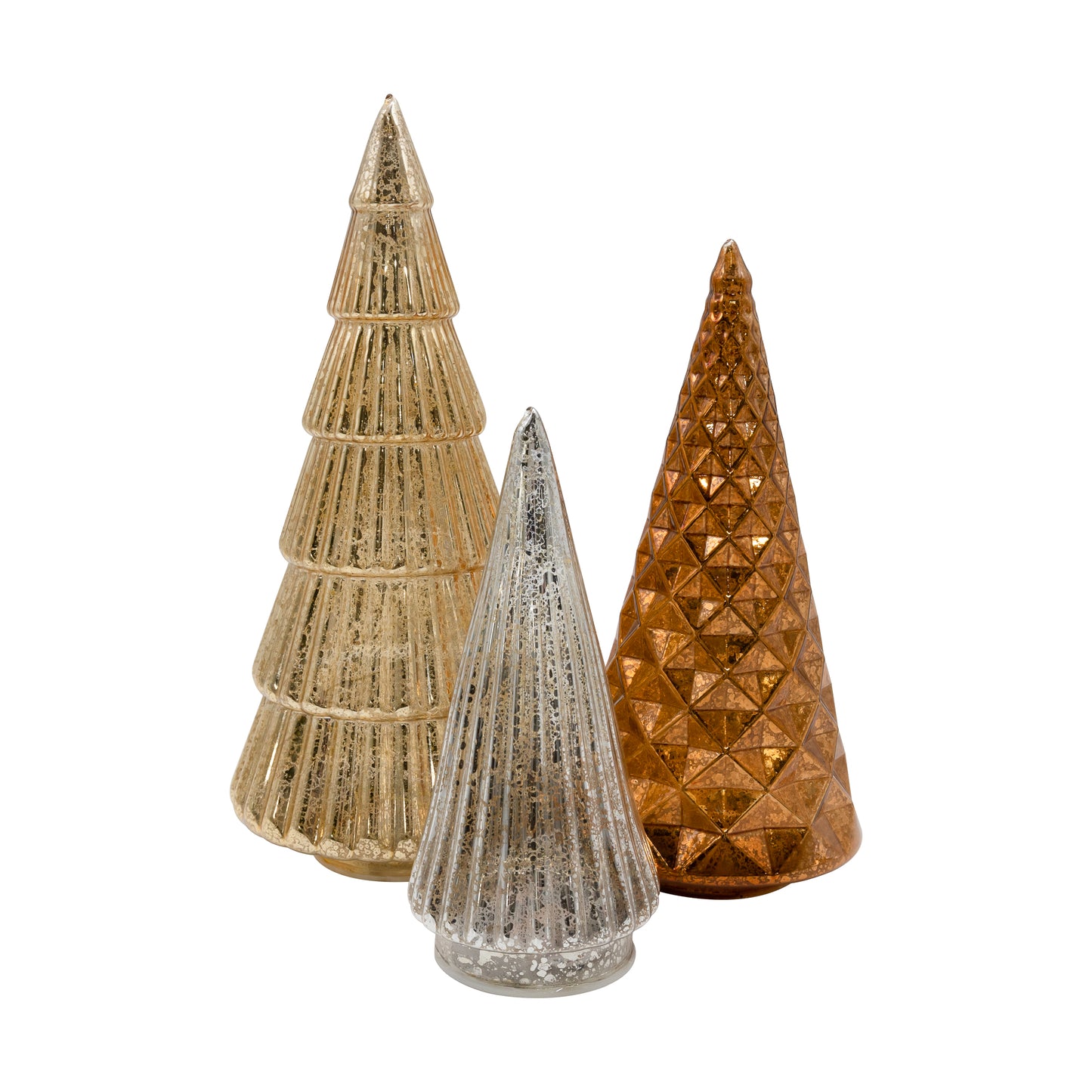 Battery-Operated Gold, Bronze & Silver Trees - Set of 3