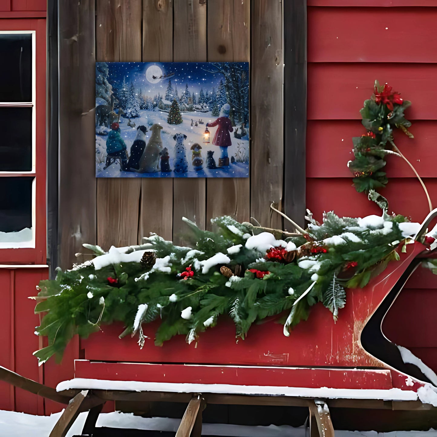 Battery Operated Lighted Wall Art - Holiday Gathering
