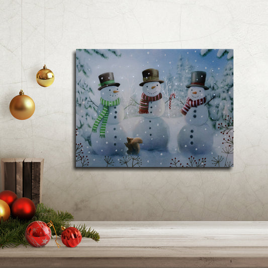 Battery-Operated Lighted Wall Art - Cheerful Snowmen
