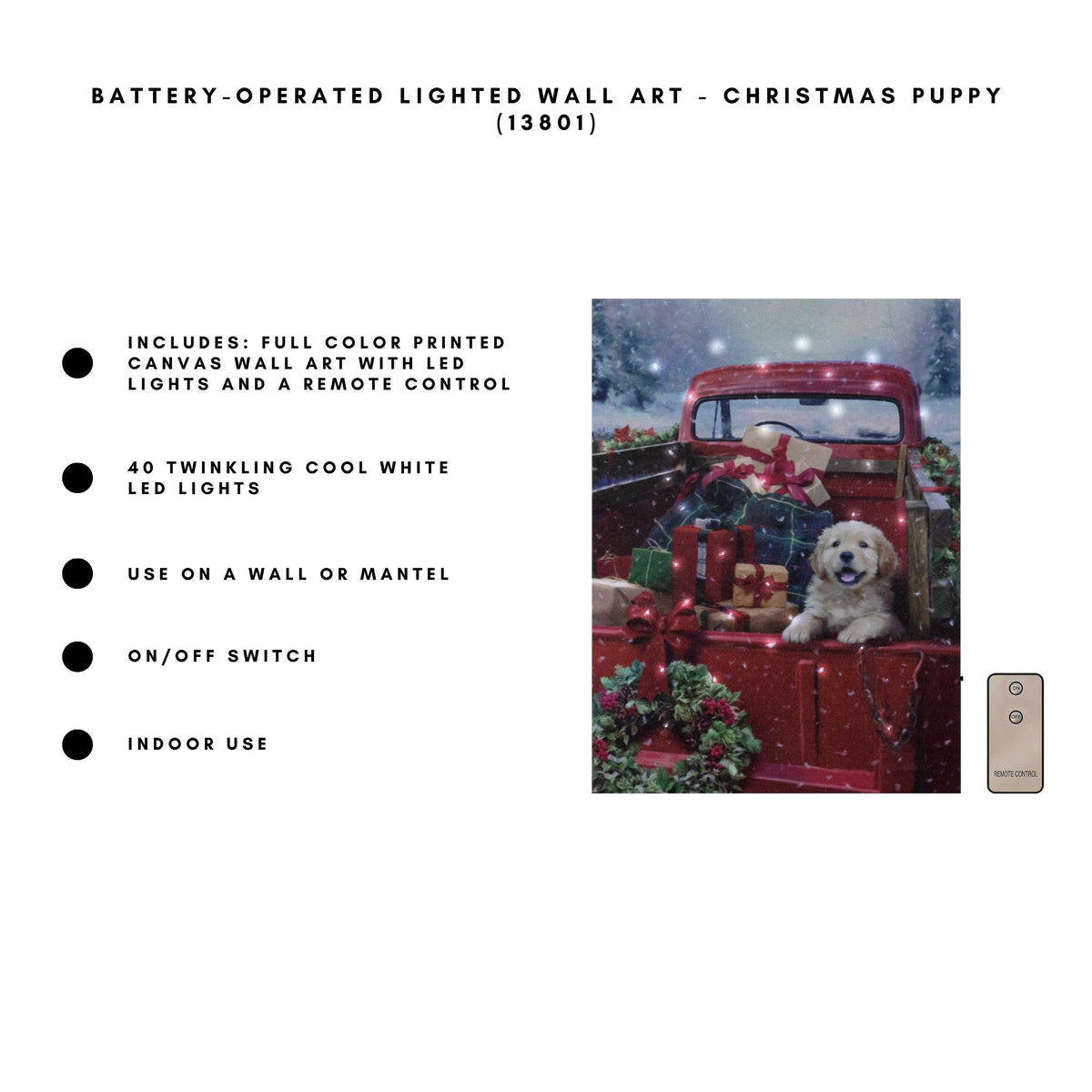 Battery-Operated Lighted Wall Art - Christmas Puppy