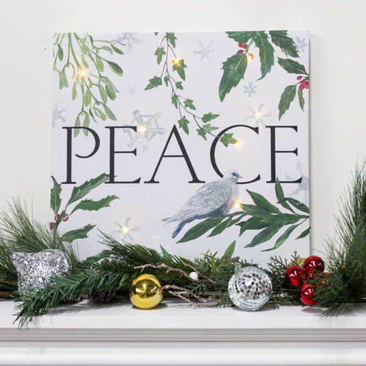 Battery-Operated Lighted Wall Art - Peace
