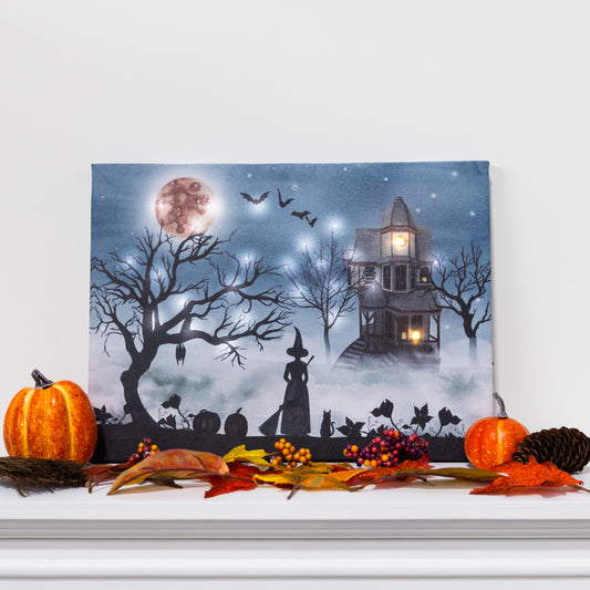 Battery-Operated Lighted Wall Art - Halloween Night