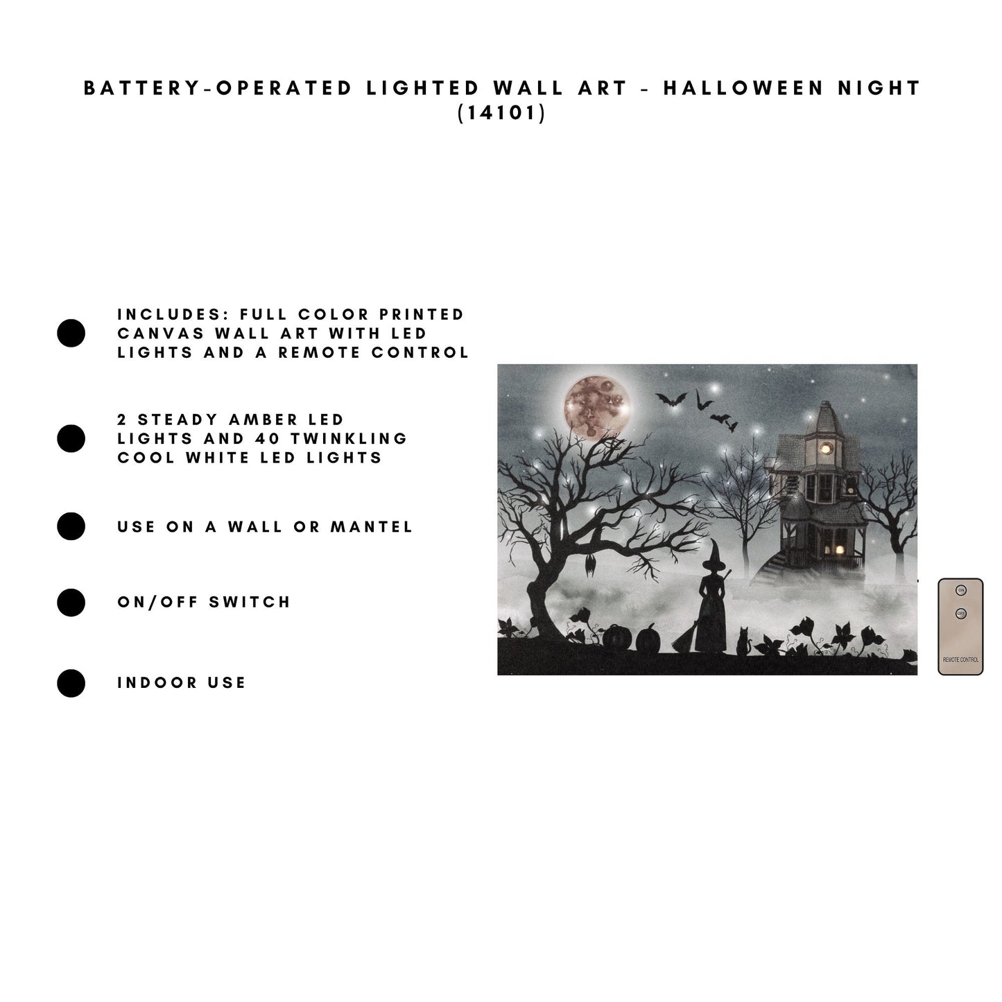 Battery-Operated Lighted Wall Art - Halloween Night