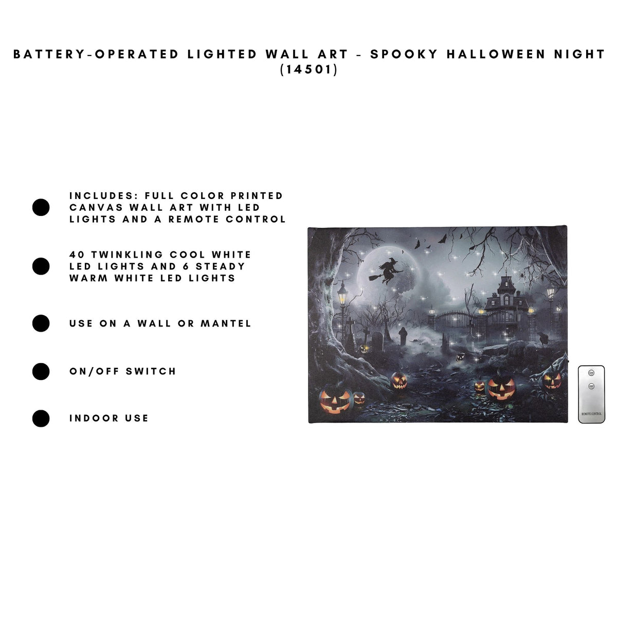 Battery-Operated Lighted Wall Art - Spooky Halloween Night