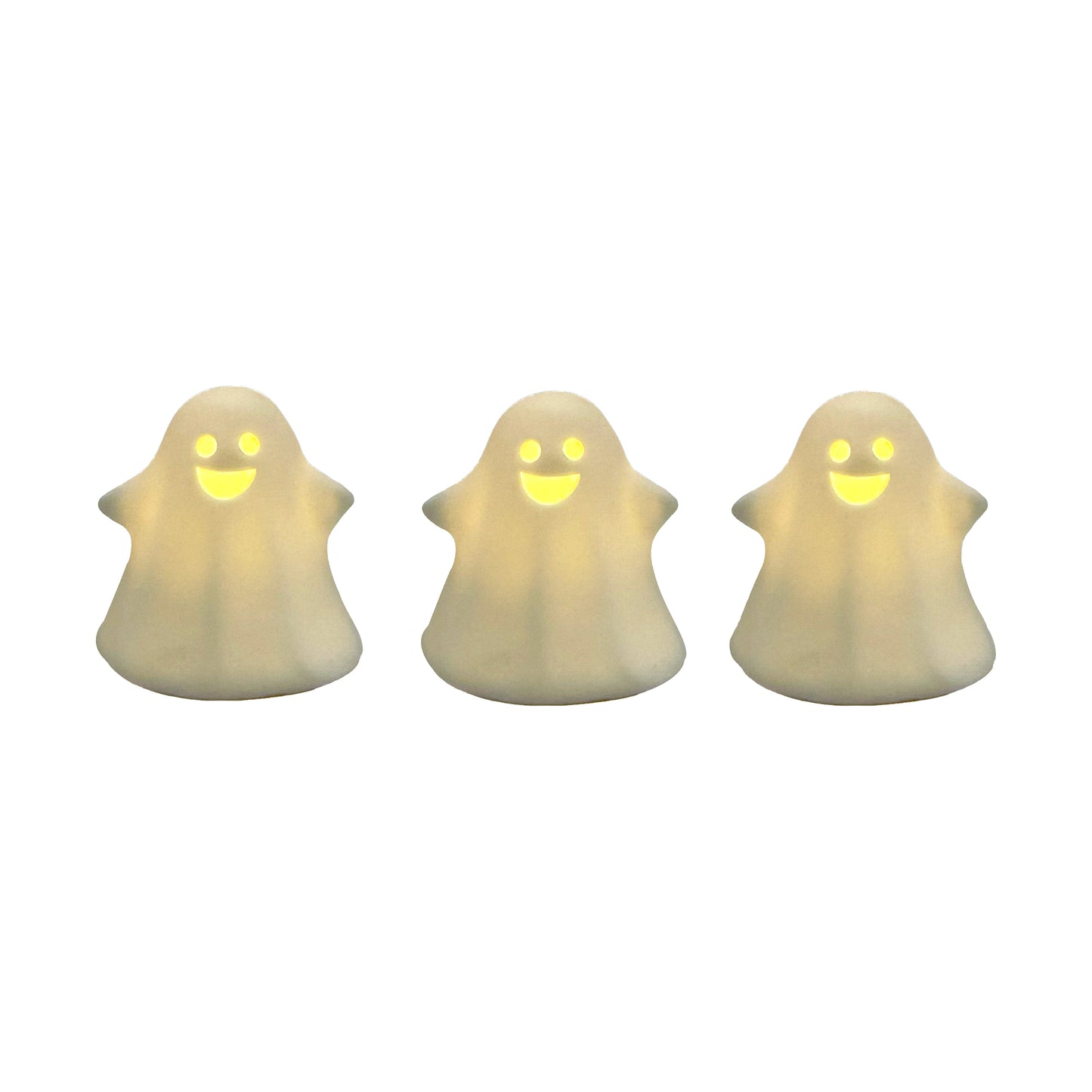 Battery Operated Ceramic Ghosts - Set of 3