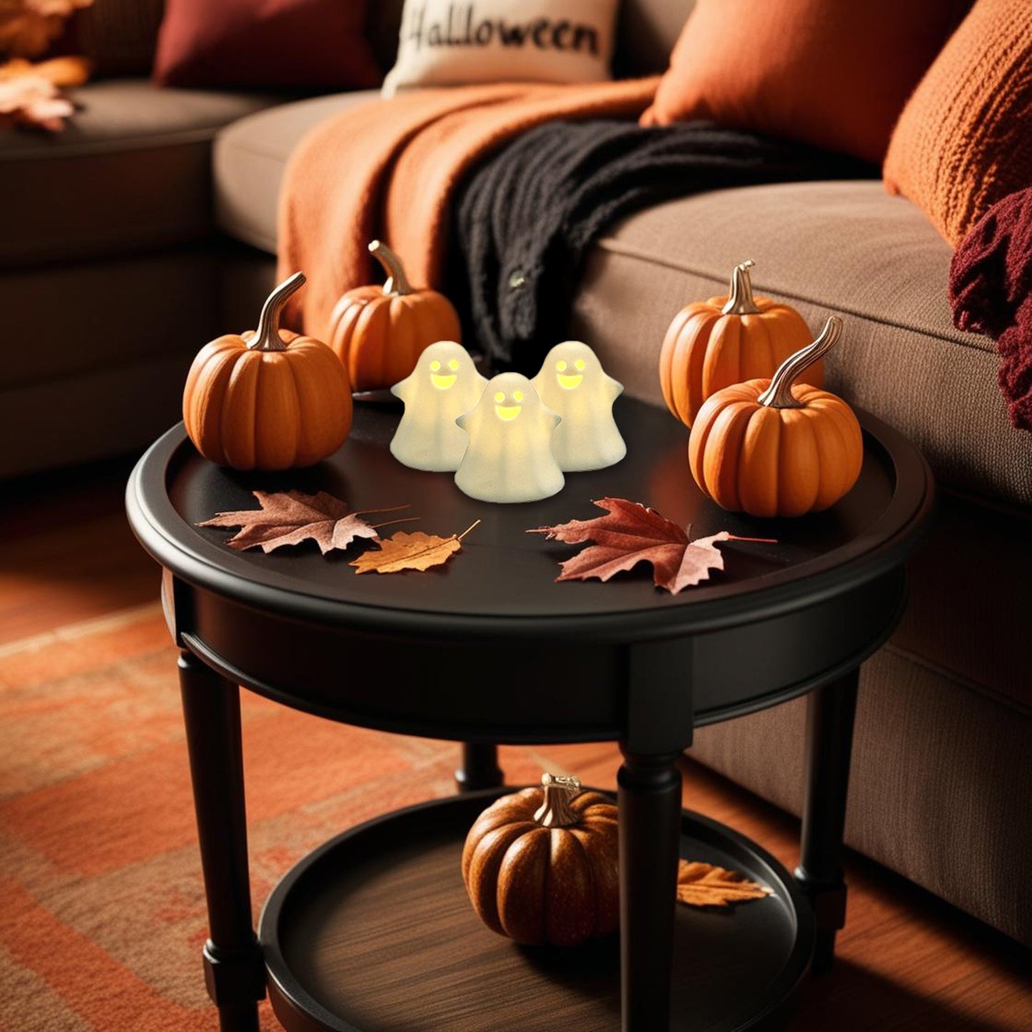 Battery Operated Ceramic Ghosts - Set of 3