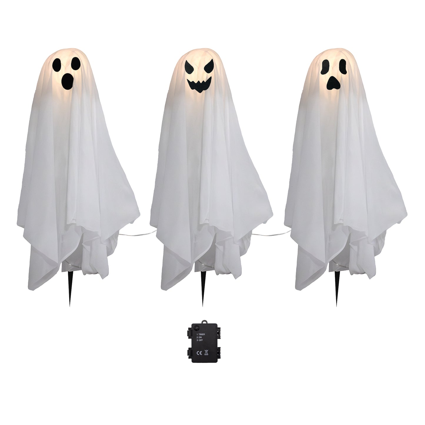 Battery Operated Lighted Ghosts - Set of 3