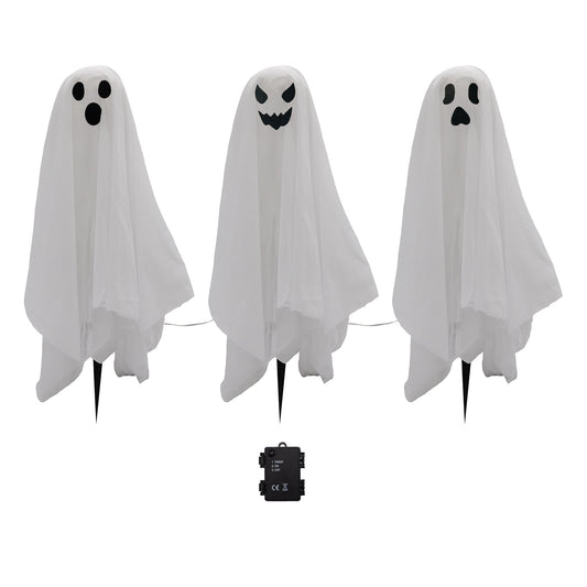 Battery-Operated Lighted Ghosts - Set of 3