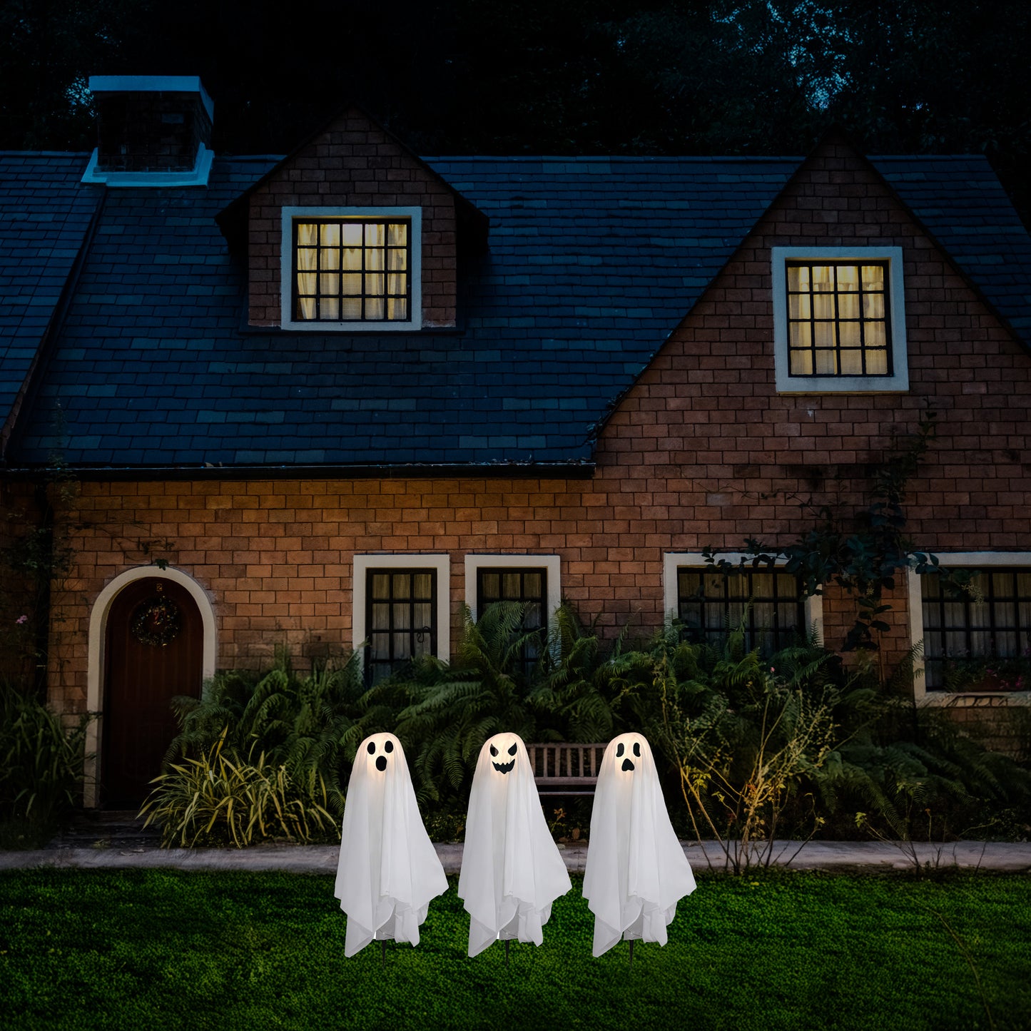 Battery-Operated Lighted Ghosts - Set of 3
