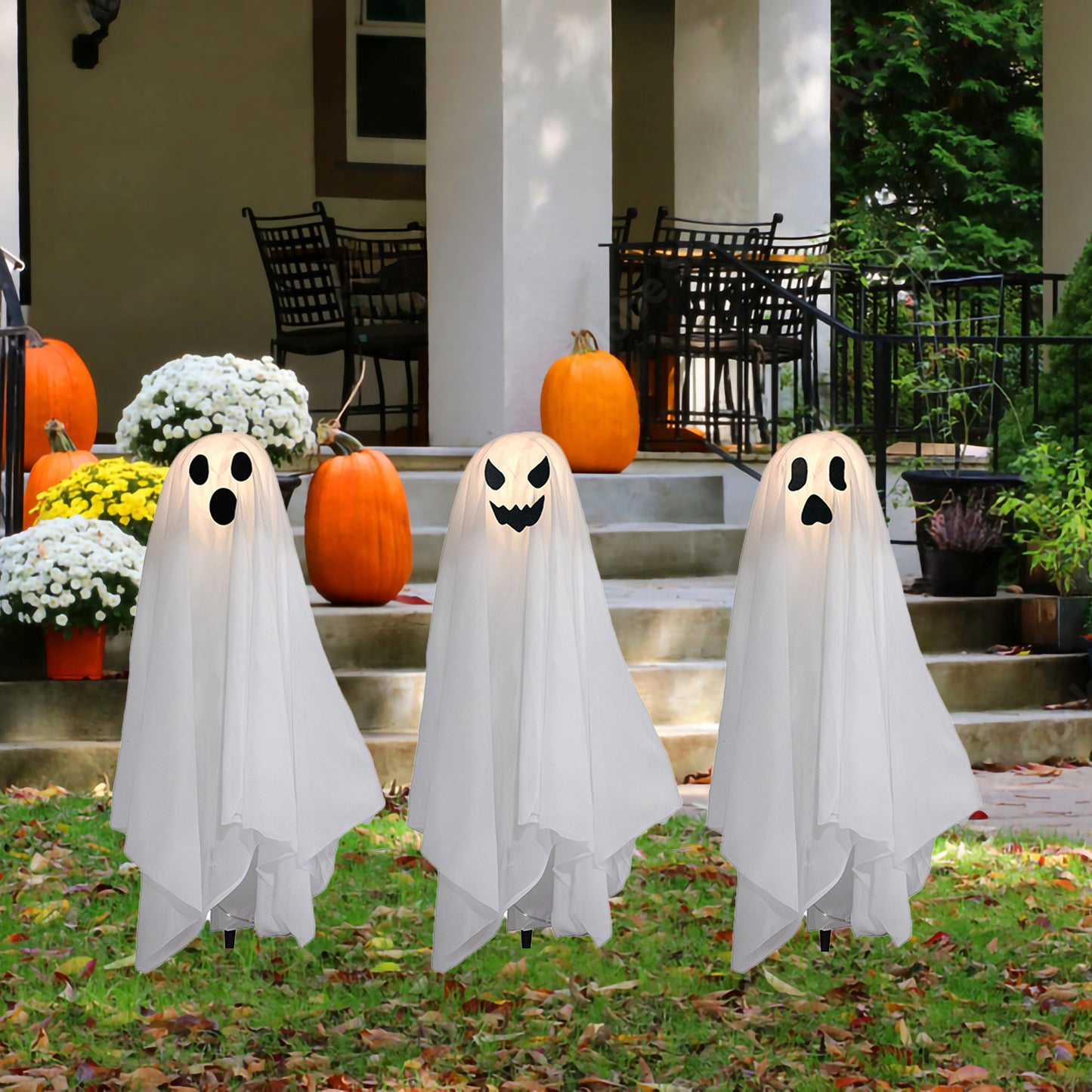 Battery Operated Lighted Ghosts - Set of 3