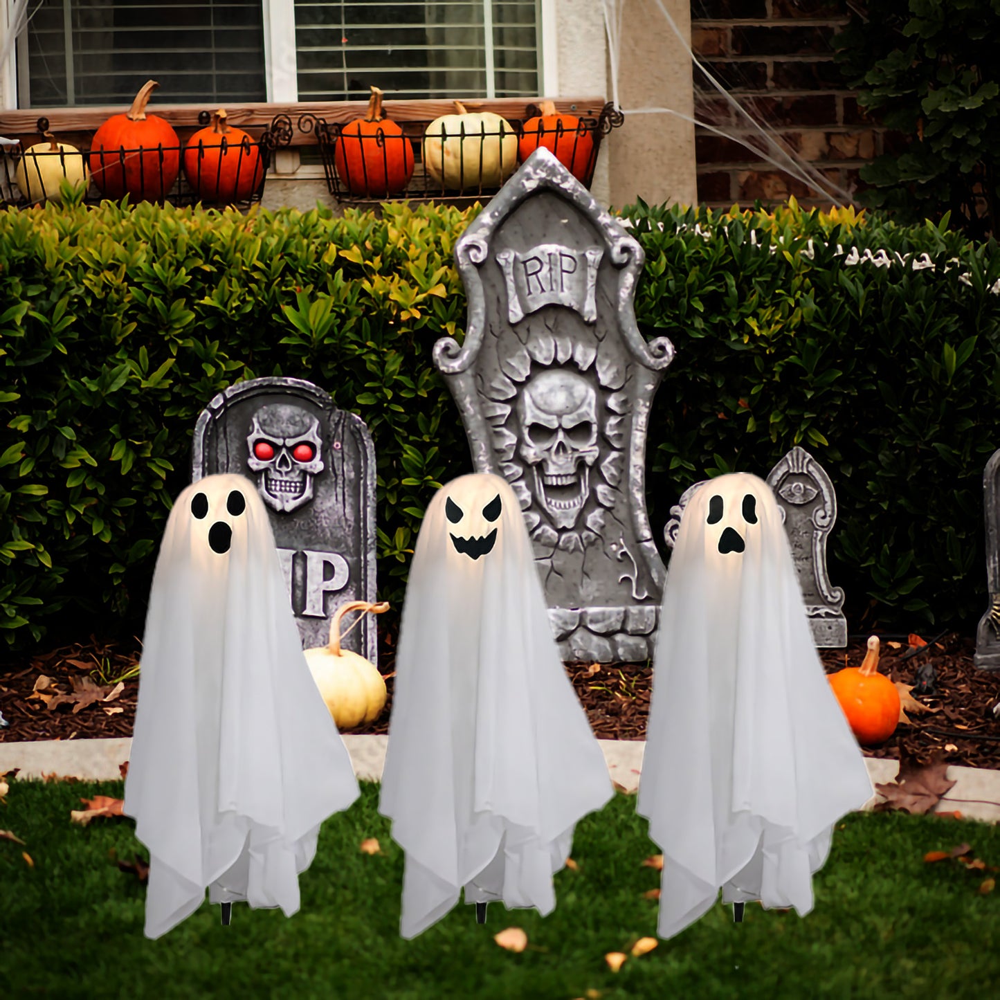Battery Operated Lighted Ghosts - Set of 3