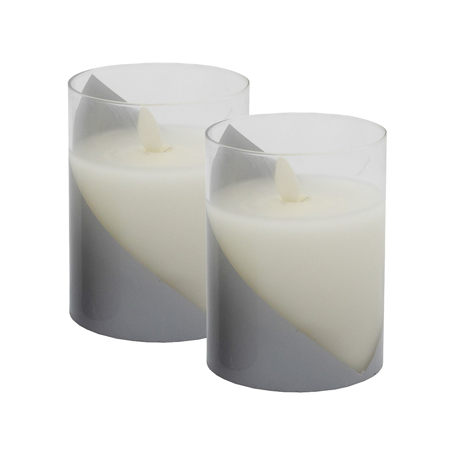 Battery-Operated LED Glass Candles with Moving Flame, Accent - Set of 2