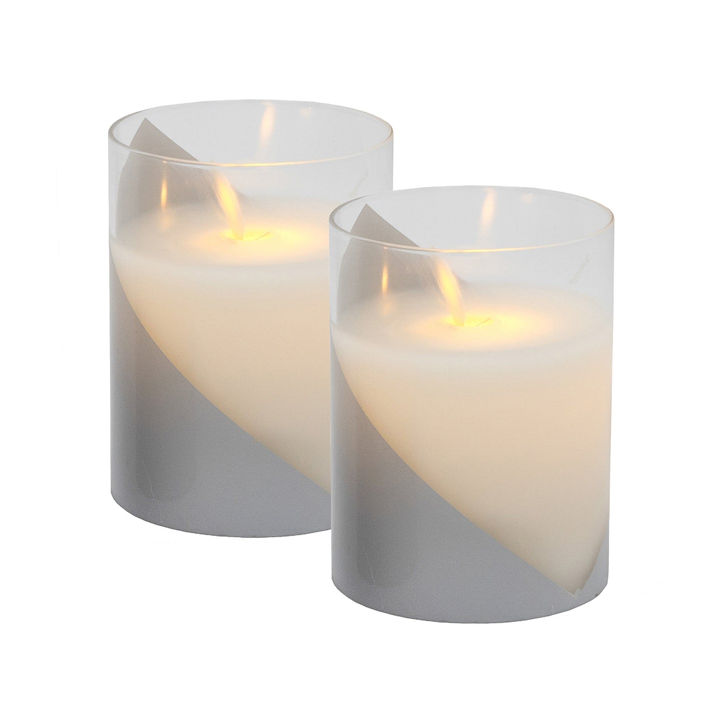Battery-Operated LED Glass Candles with Moving Flame, Accent - Set of 2