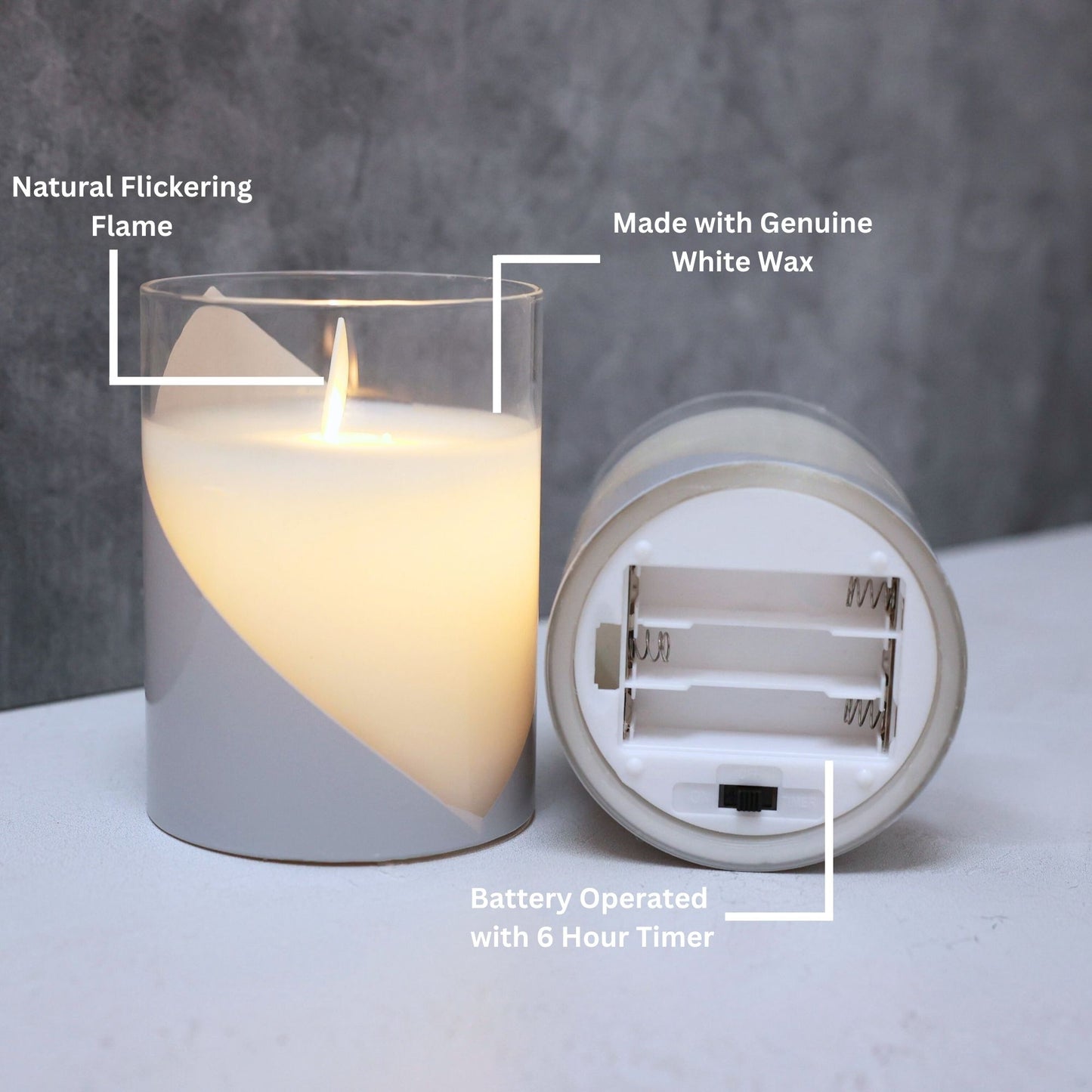 Battery-Operated LED Glass Candles with Moving Flame, Accent - Set of 2
