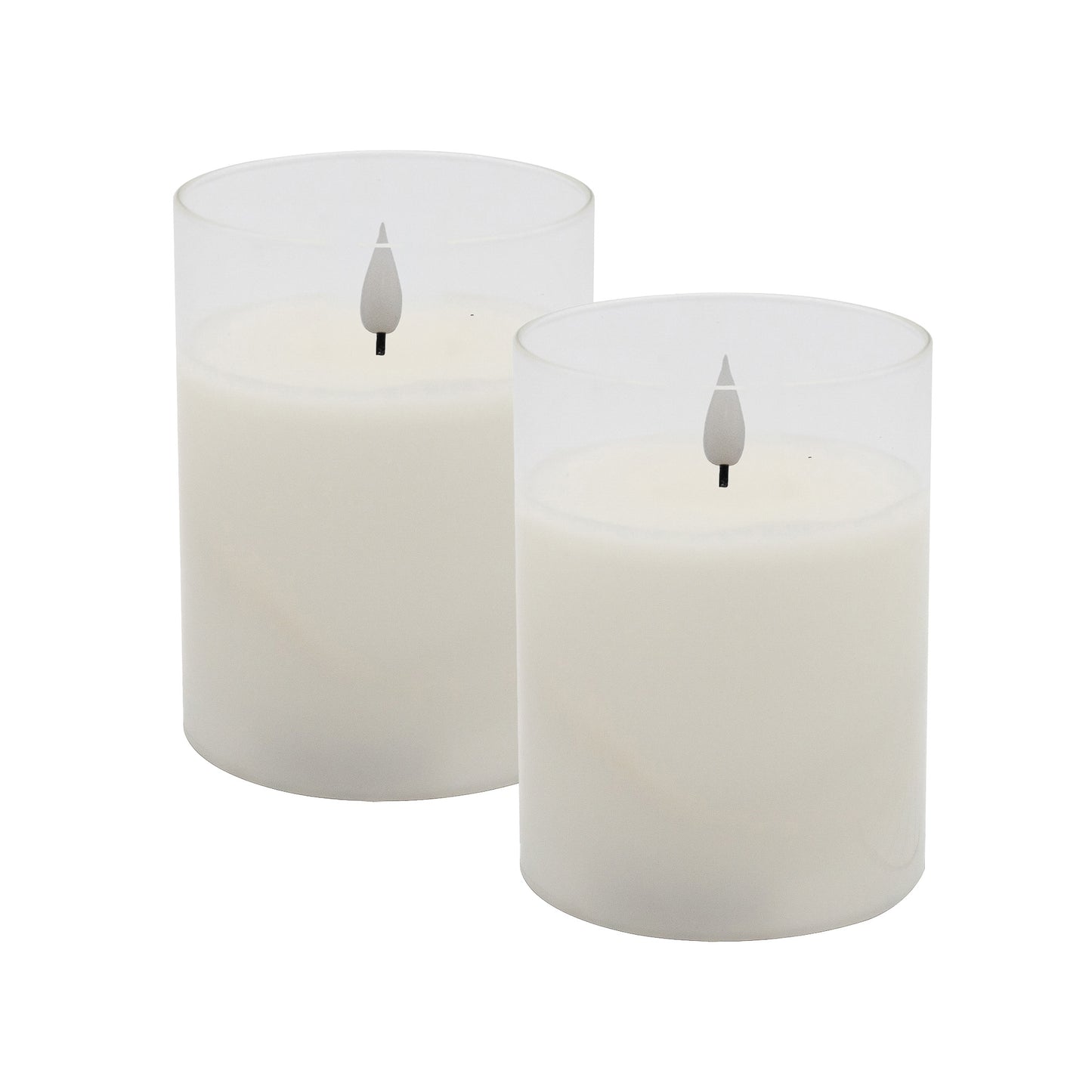 Battery-Operated LED Glass Candles with Flickering Flame - Set of 2