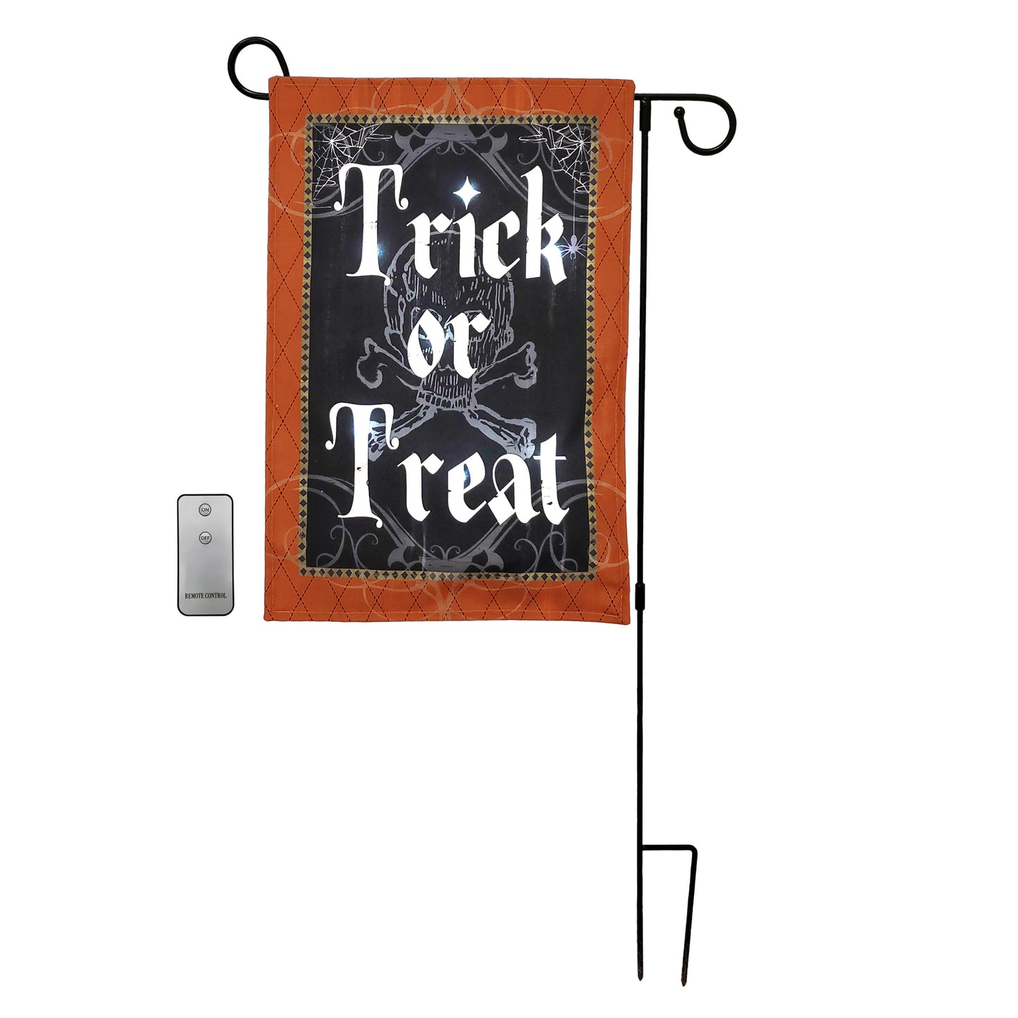 Battery- Operated Lighted Outdoor Banner with Garden Flag Stand - Trick-or-Treat