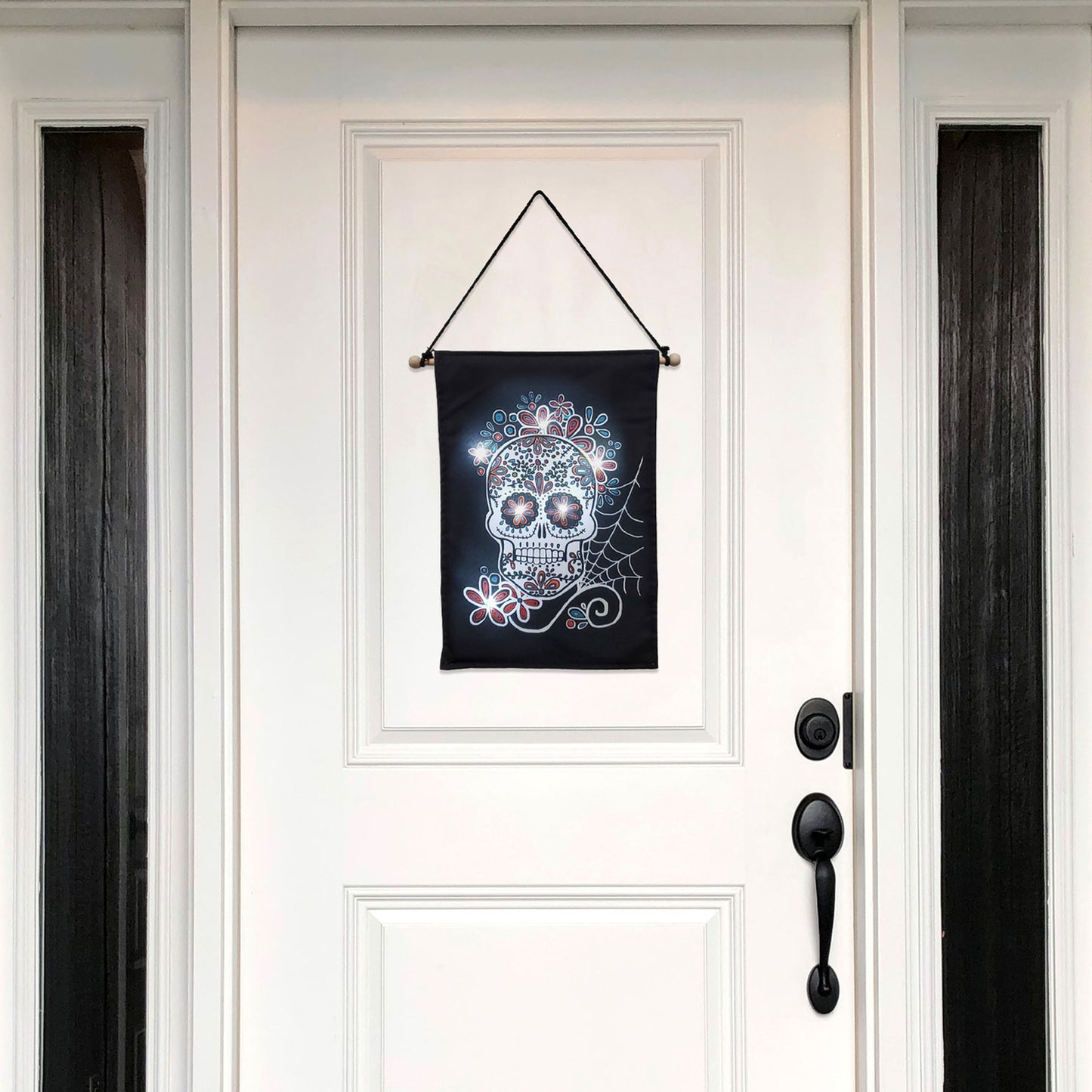 Battery-Operated Lighted Wall Banner - Sugar Skull