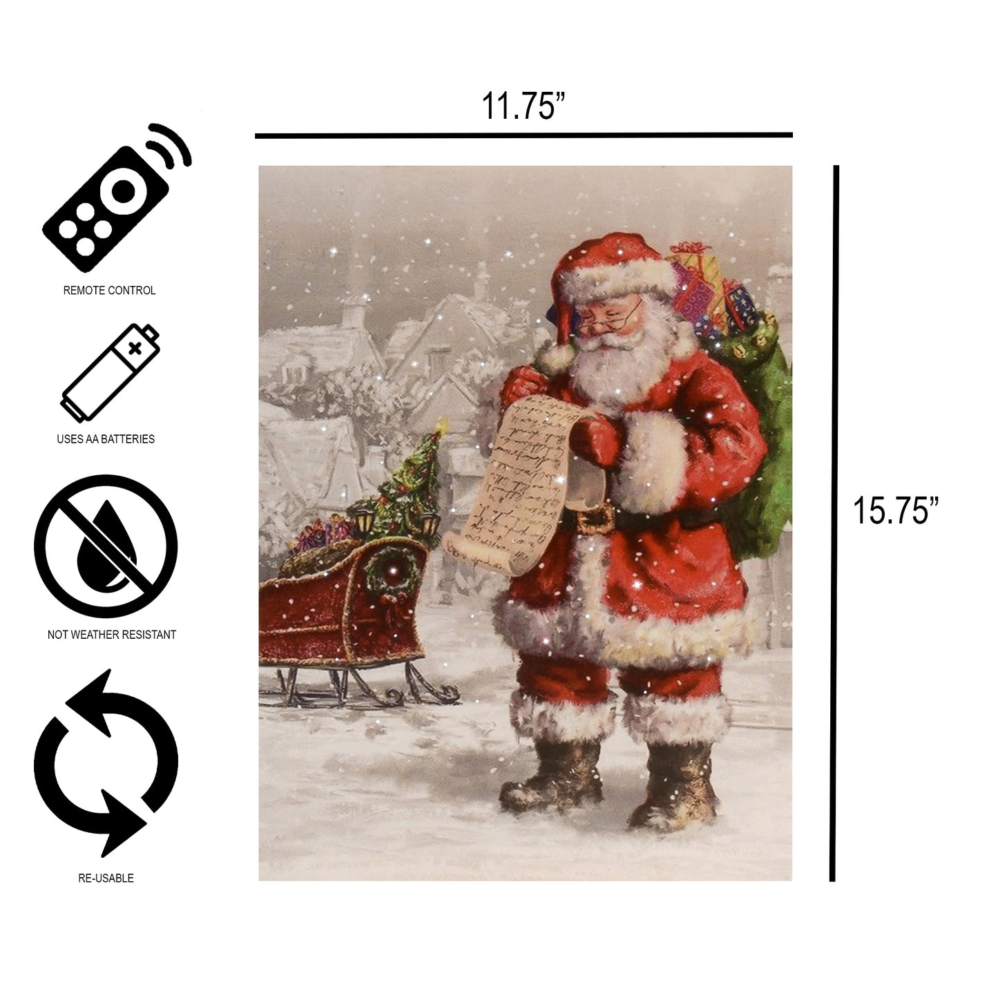 Battery-Operated Lighted Wall Art - Santa