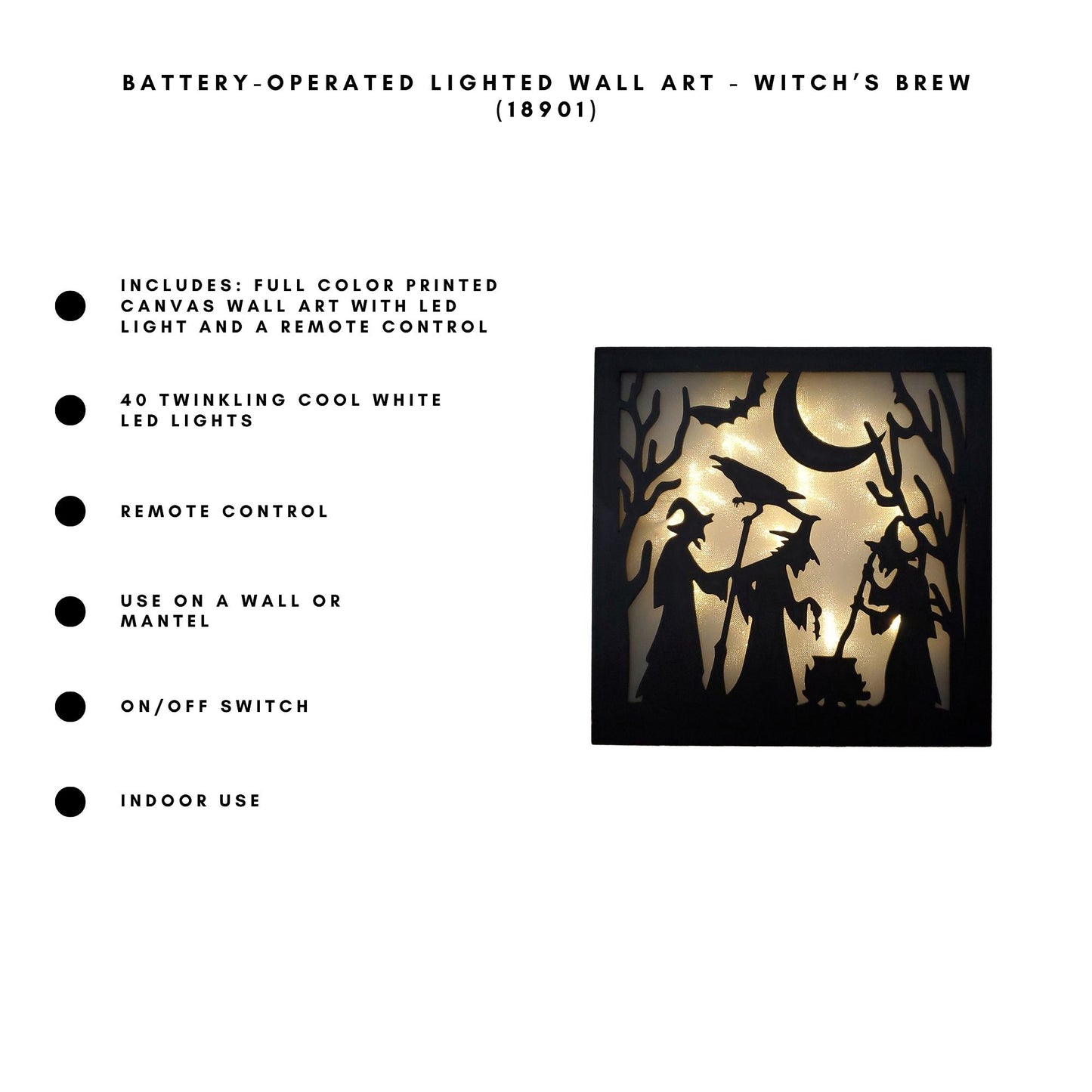 Battery-Operated Lighted Wall Art - Witch's Brew