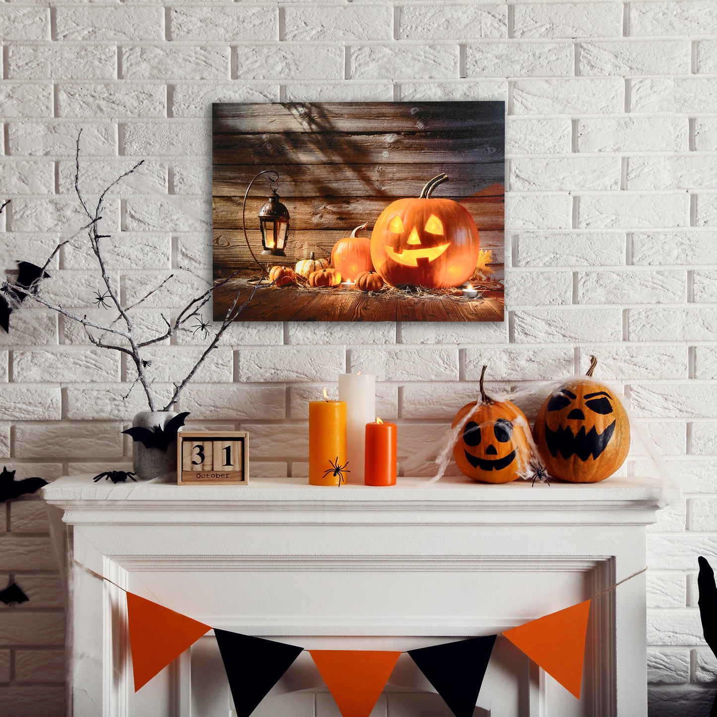 Battery-Operated Lighted Wall Art with Remote Control - Jack O’ Lantern