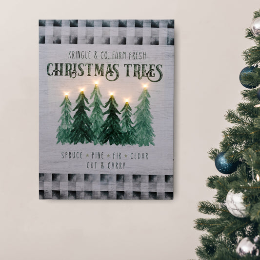 Battery-Operated Lighted Wall Art - Holiday Tree Farm