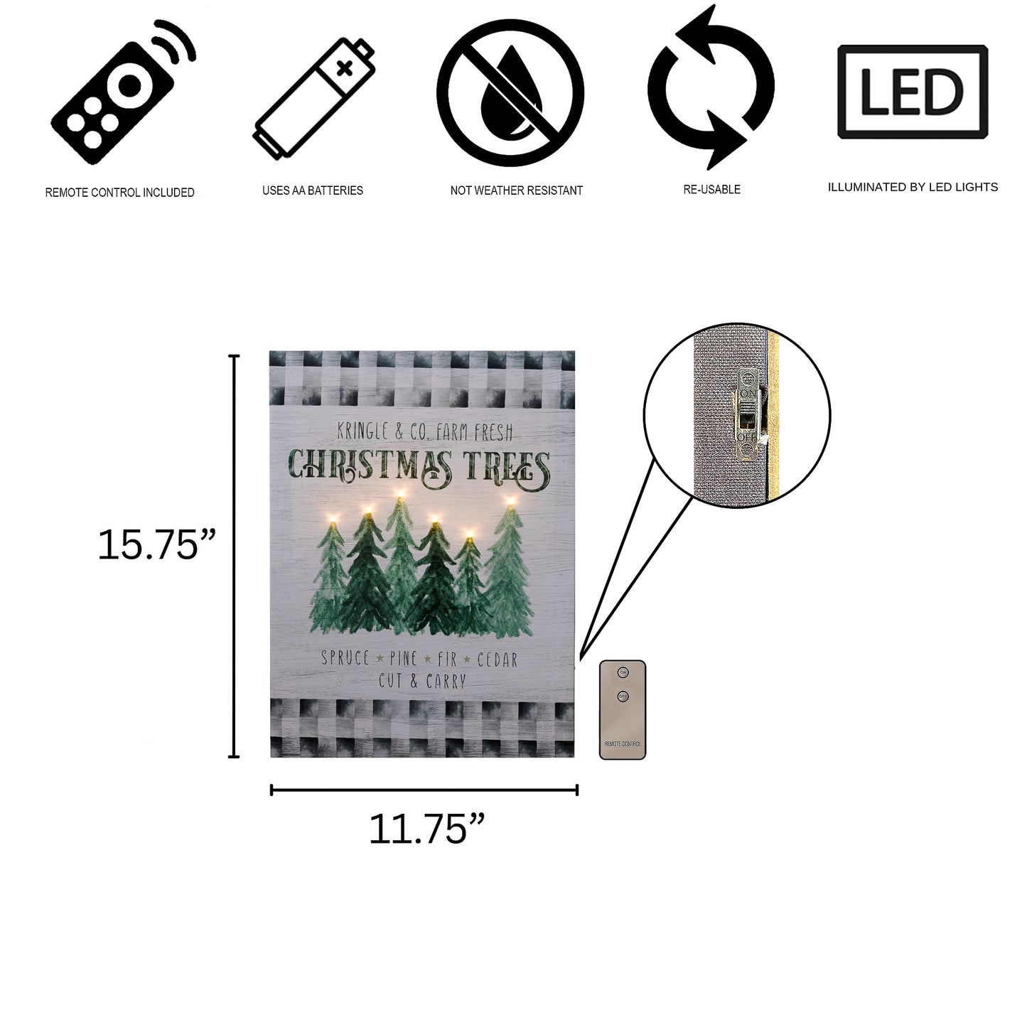 Battery-Operated Lighted Wall Art - Holiday Tree Farm