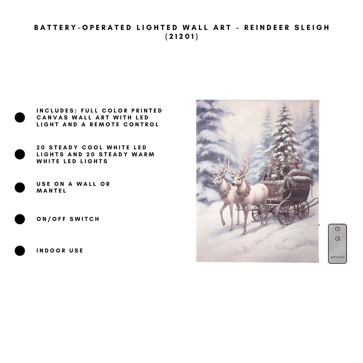 Battery-Operated Lighted Wall Art - Reindeer Sleigh Ride