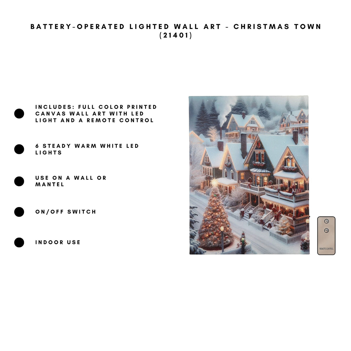Battery-Operated Lighted Wall Art - Christmas Town