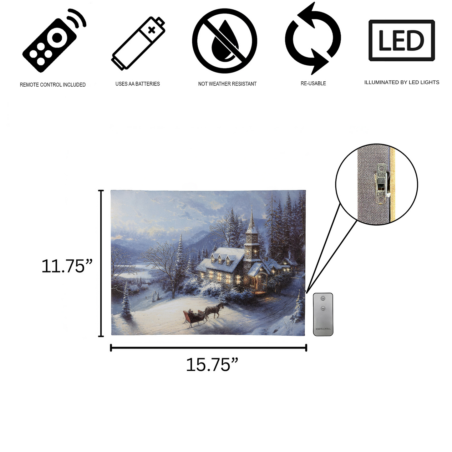 Battery-Operated Lighted Wall Art - Winter Sleigh Ride