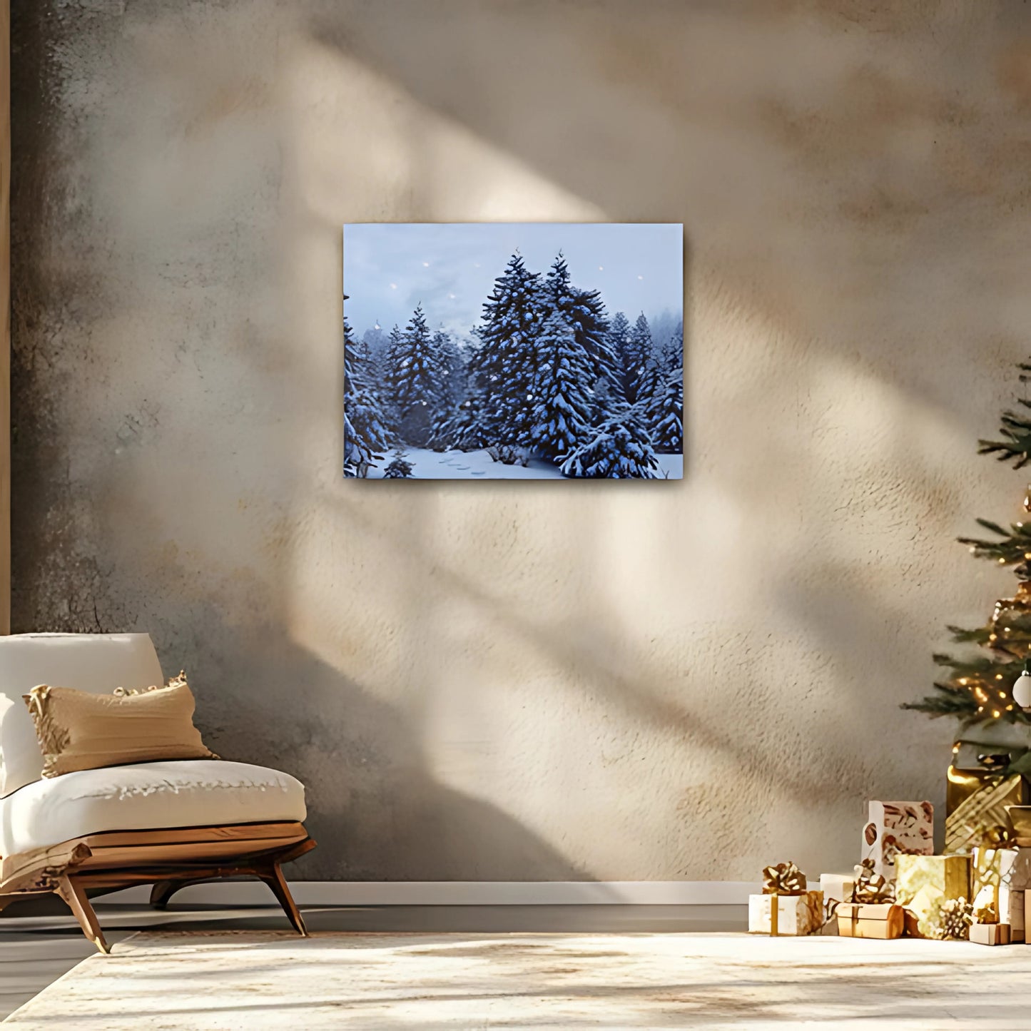Battery Operated Wall Art with Remote Control - Snowy Pines