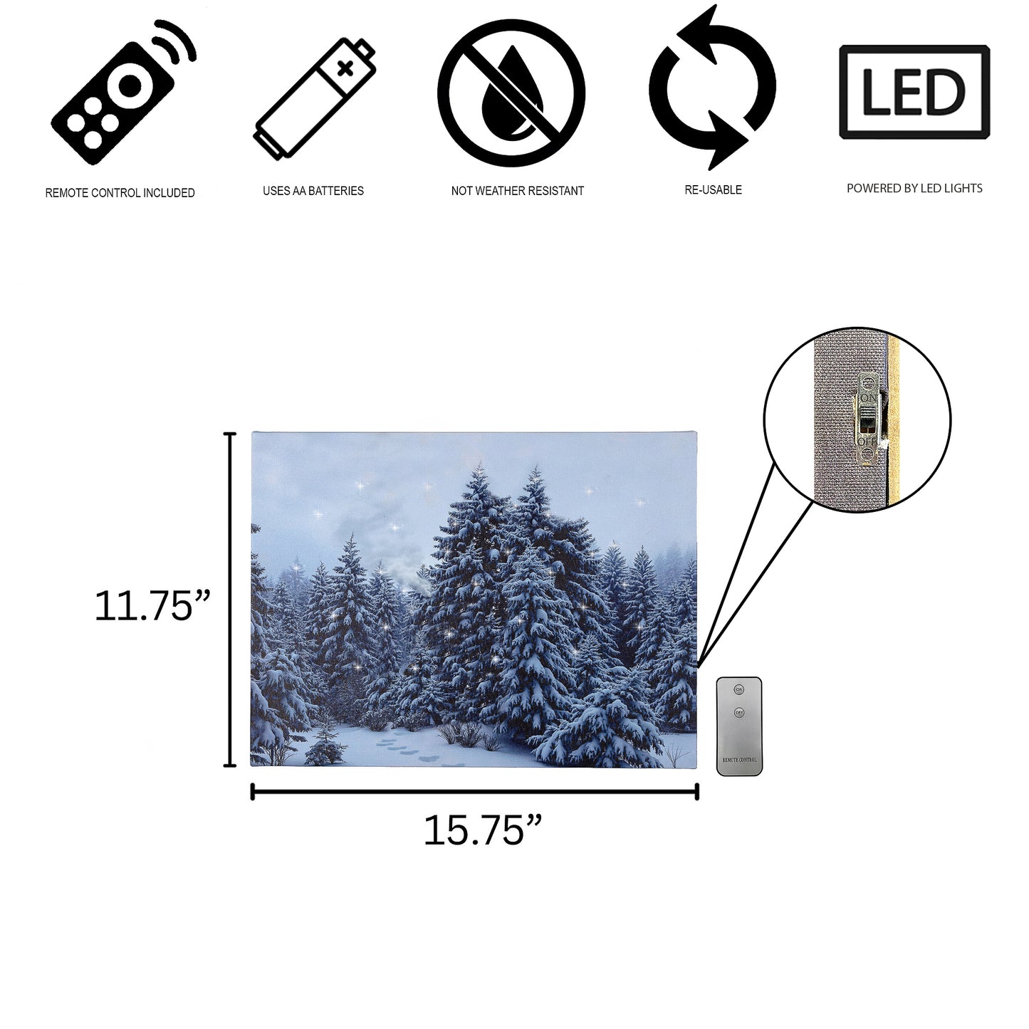 Battery-Operated Lighted Wall Art - Snowy Pines
