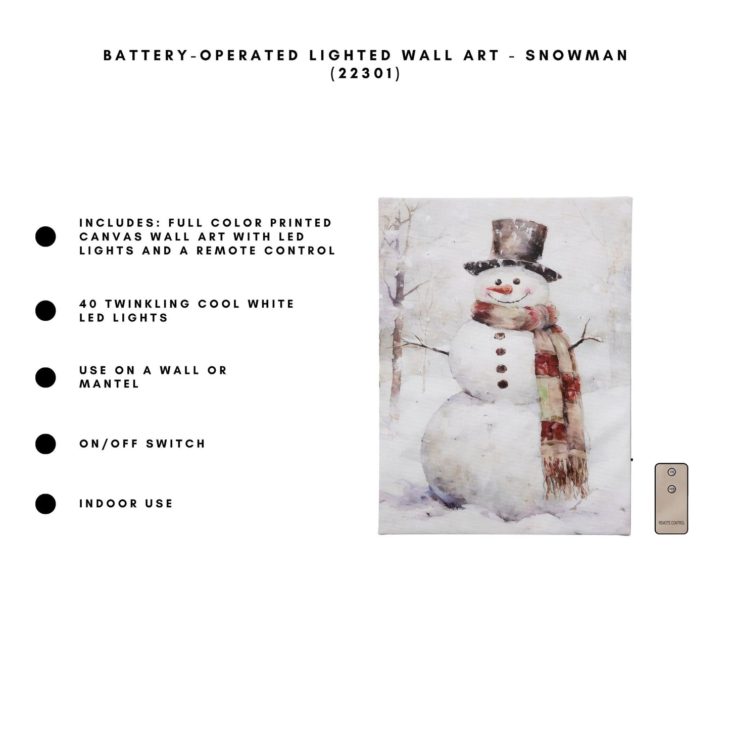 Battery-Operated Lighted Wall Art - Snowman