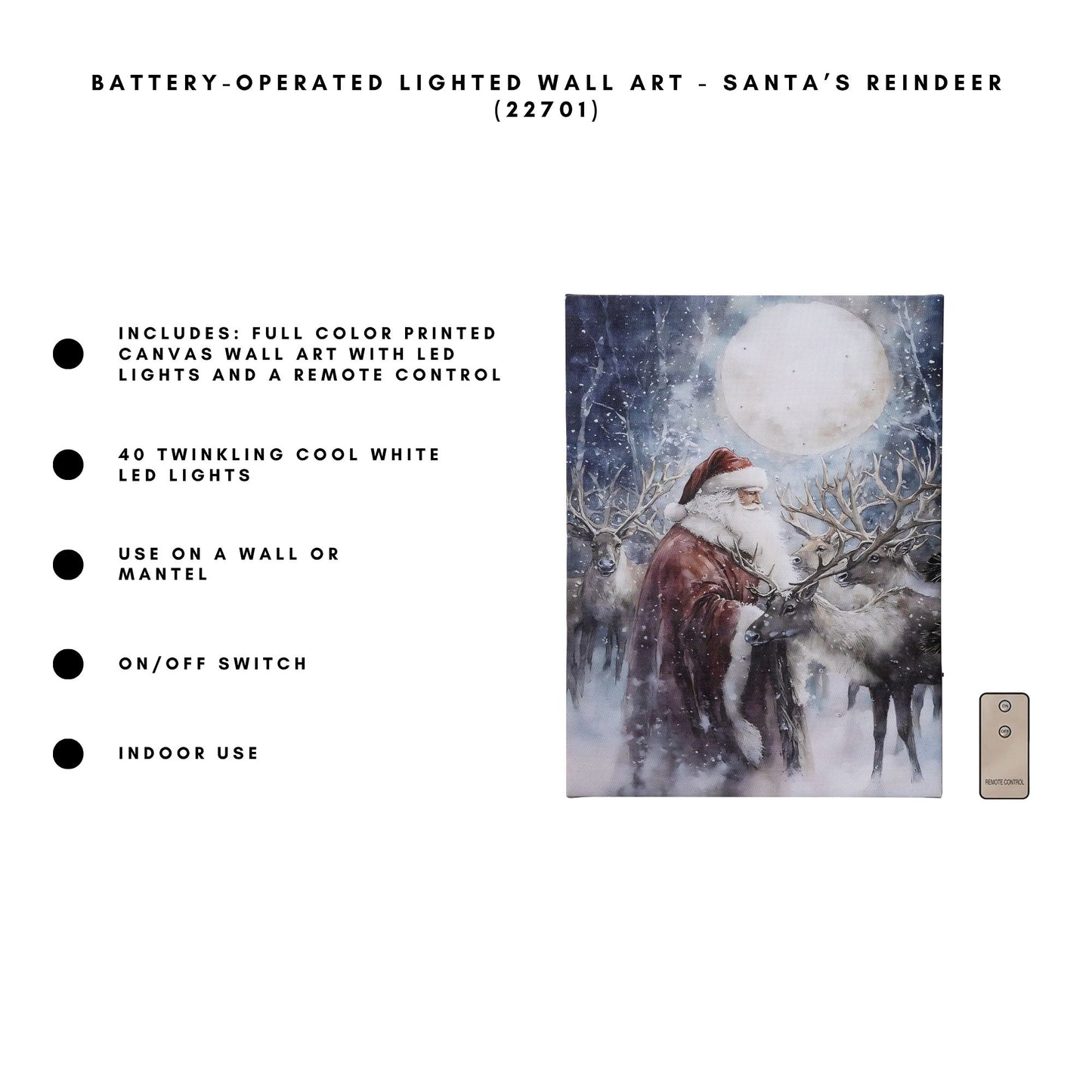 Battery-Operated Lighted Wall Art - Santa's Reindeer