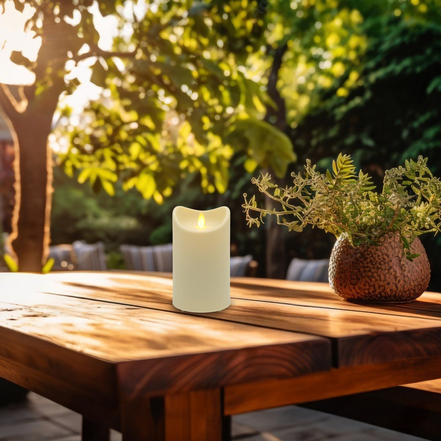 Weather-Resistant LED Candle with Flickering Flame