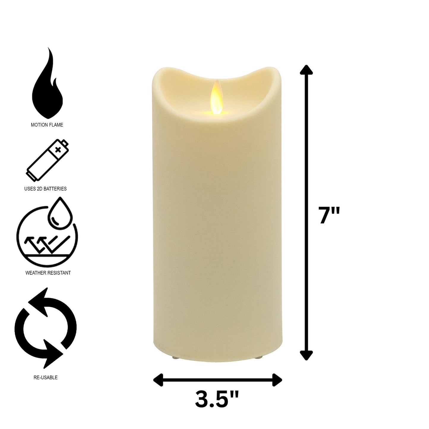 Weather-Resistant LED Candle with Flickering Flame