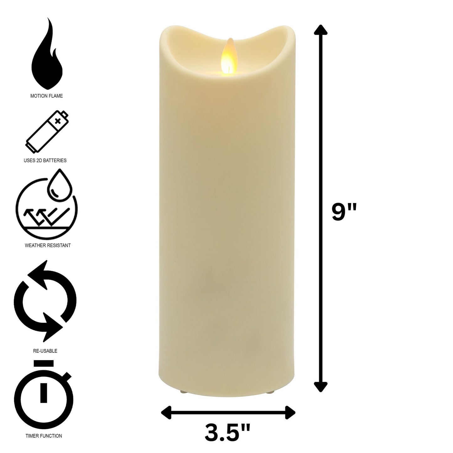 Weather-Resistant LED Candle with Flickering Flame