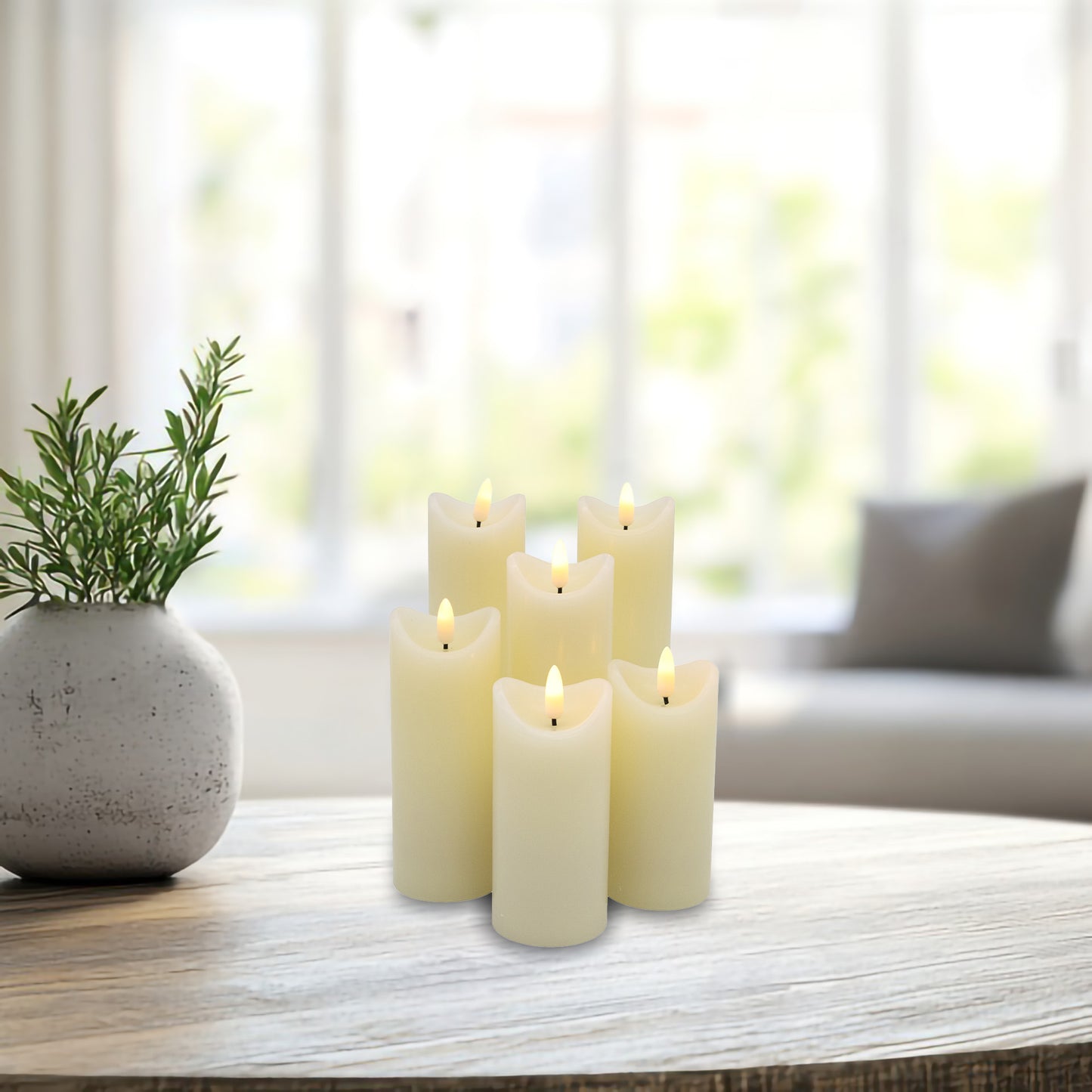 Battery Operated 3D Wick LED Candles - Set of 6