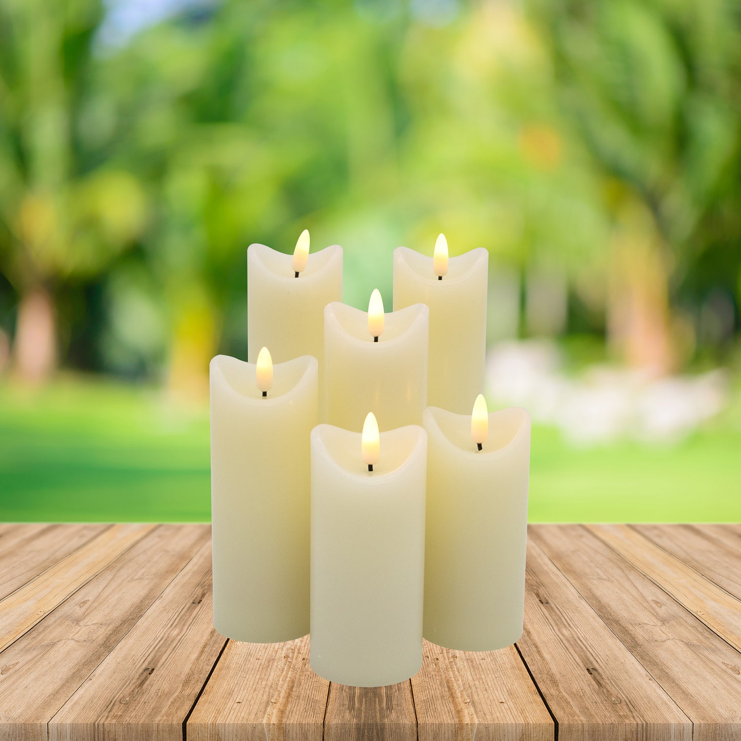 Battery Operated 3D Wick LED Candles - Set of 6