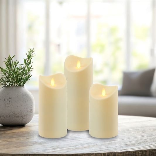 Battery Operated LED Candles with Flickering Flame - Set of 3