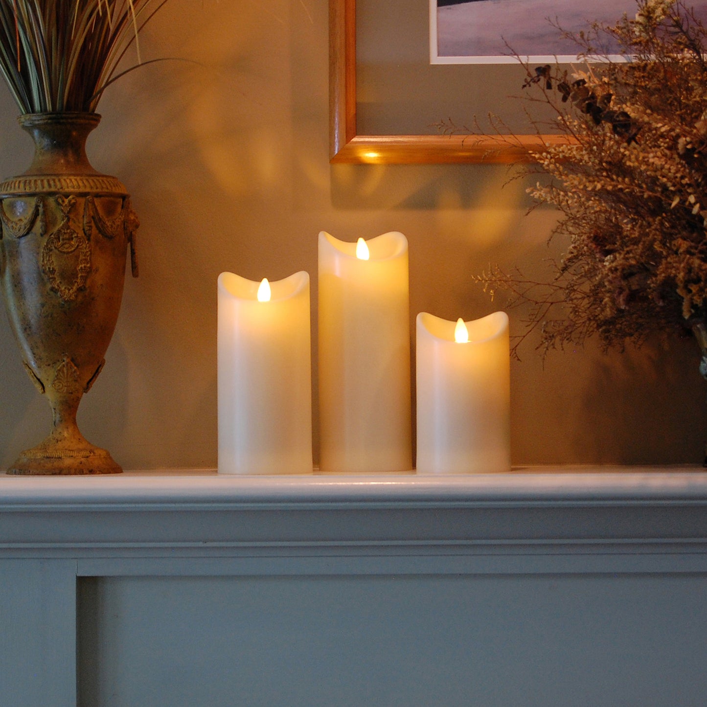Battery Operated LED Candles with Flickering Flame - Set of 3