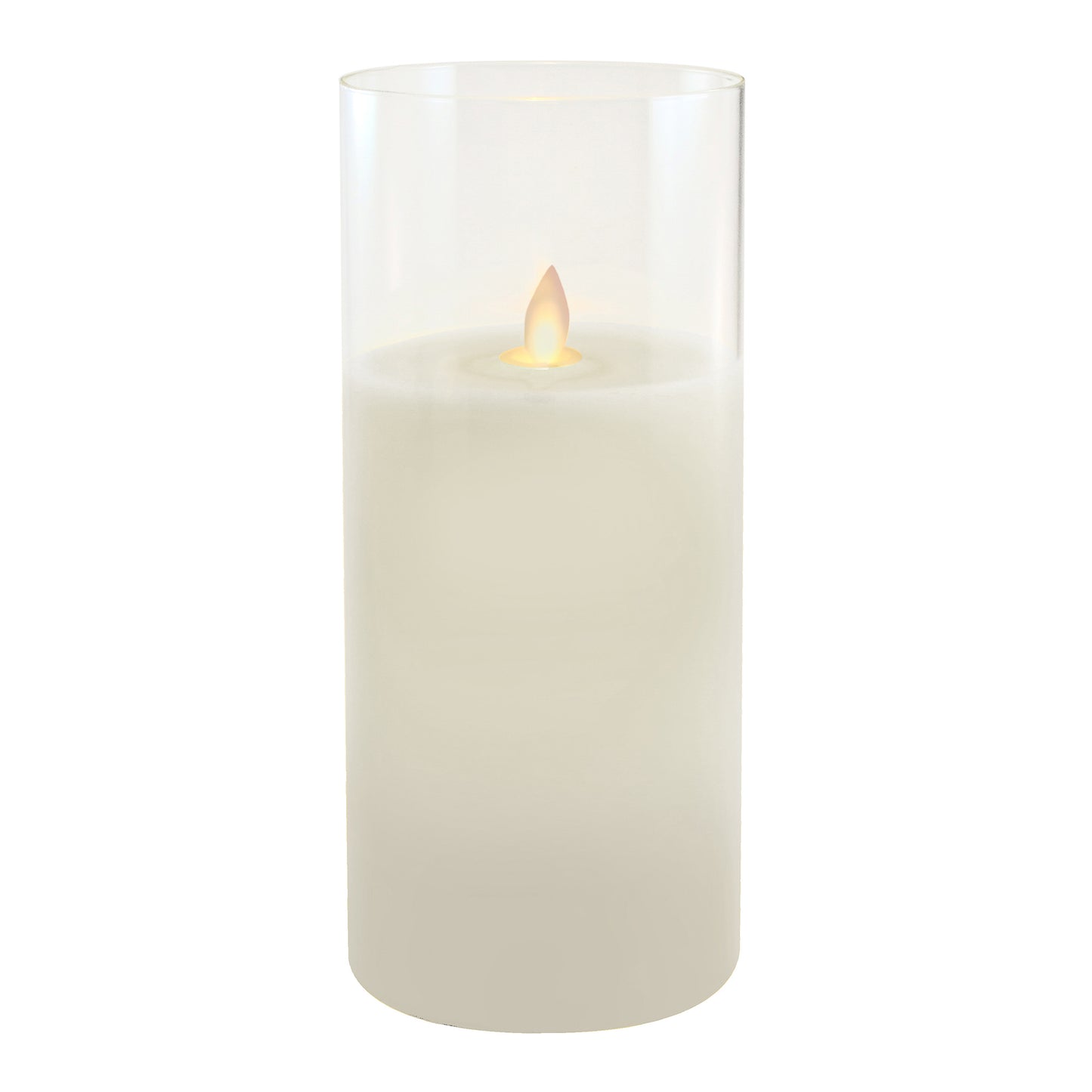 Battery-Operated Glass Hurricane LED Candle with Flickering Flame