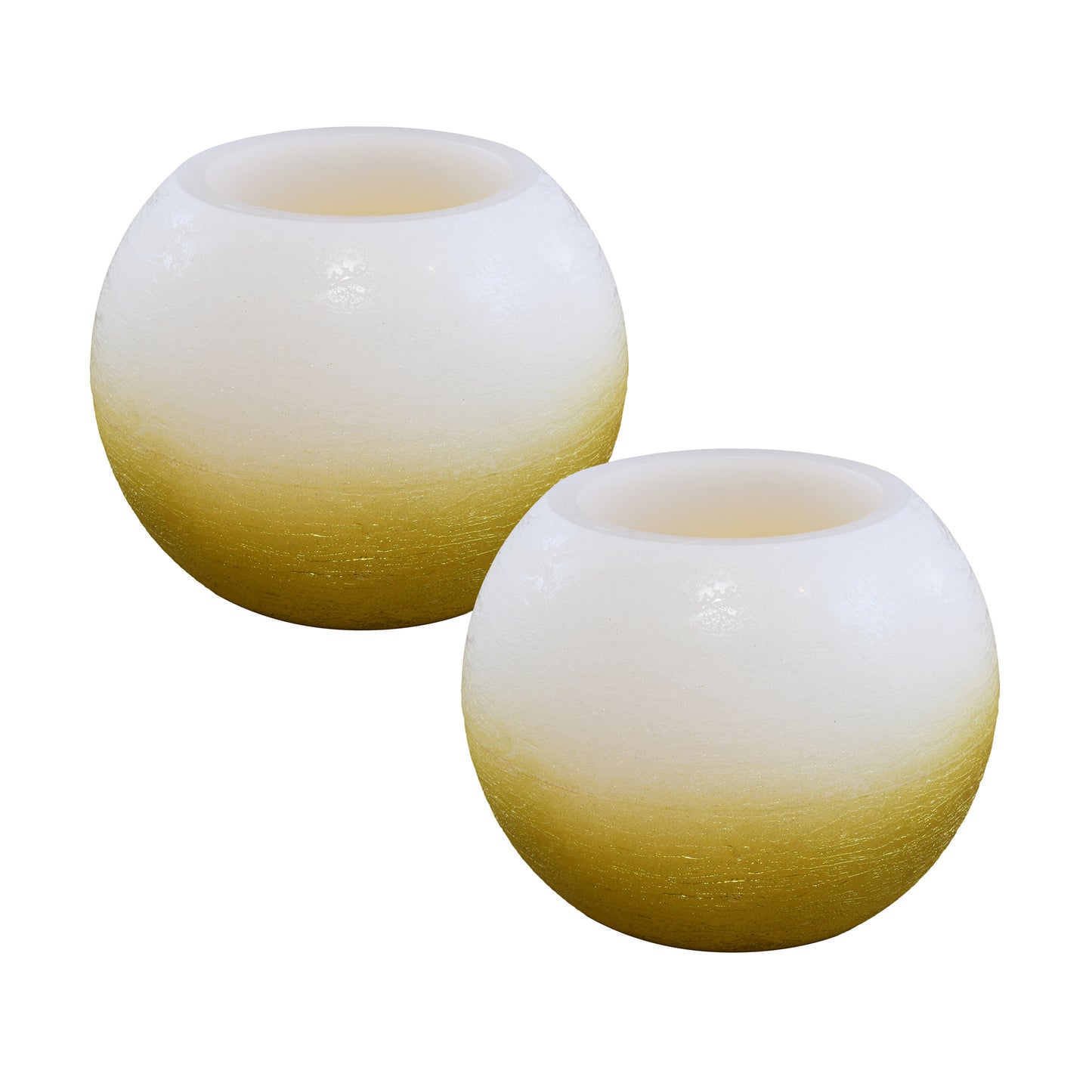 Battery-Operated LED Wax Candles, Gold - Set of 2