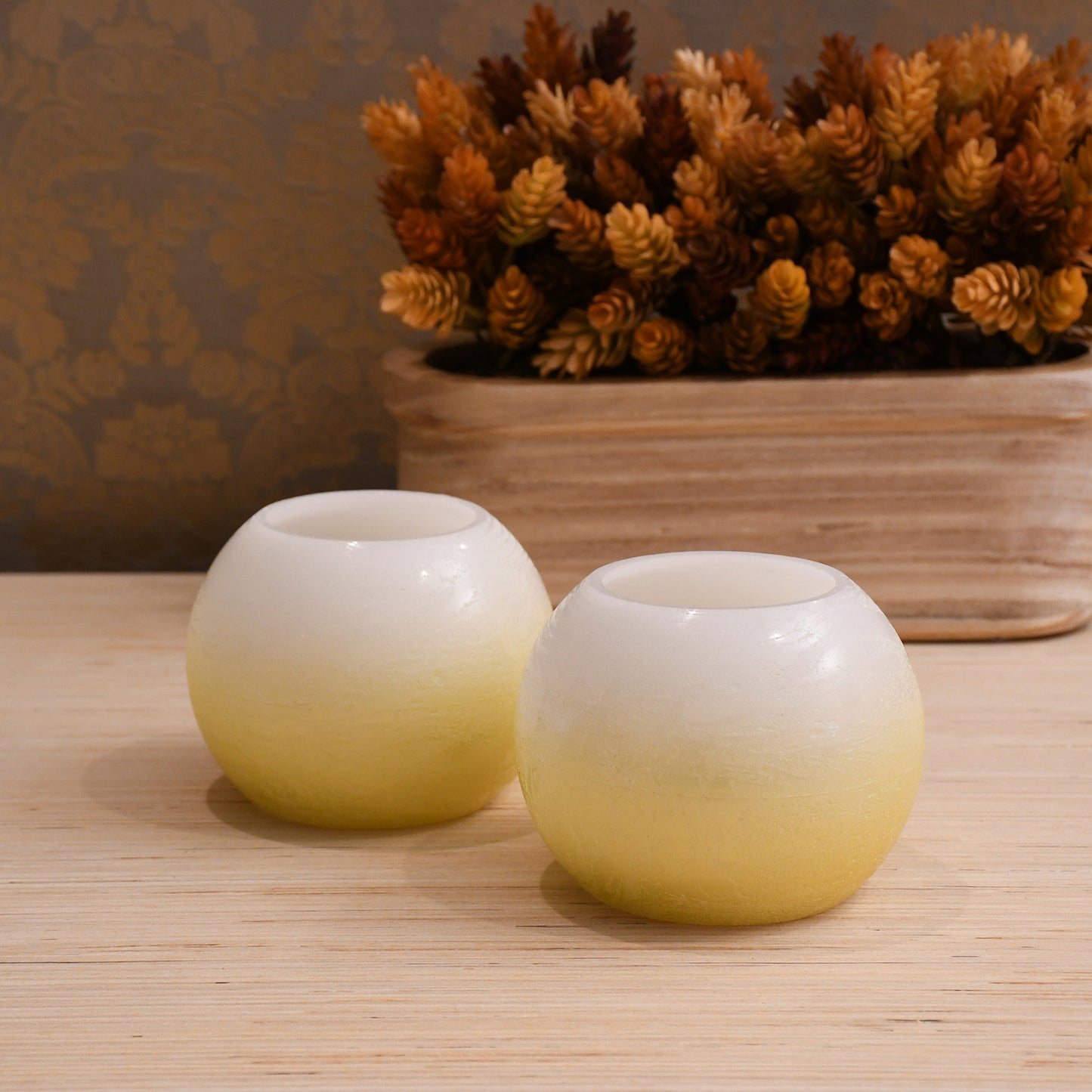 Battery-Operated LED Wax Candles, Gold - Set of 2