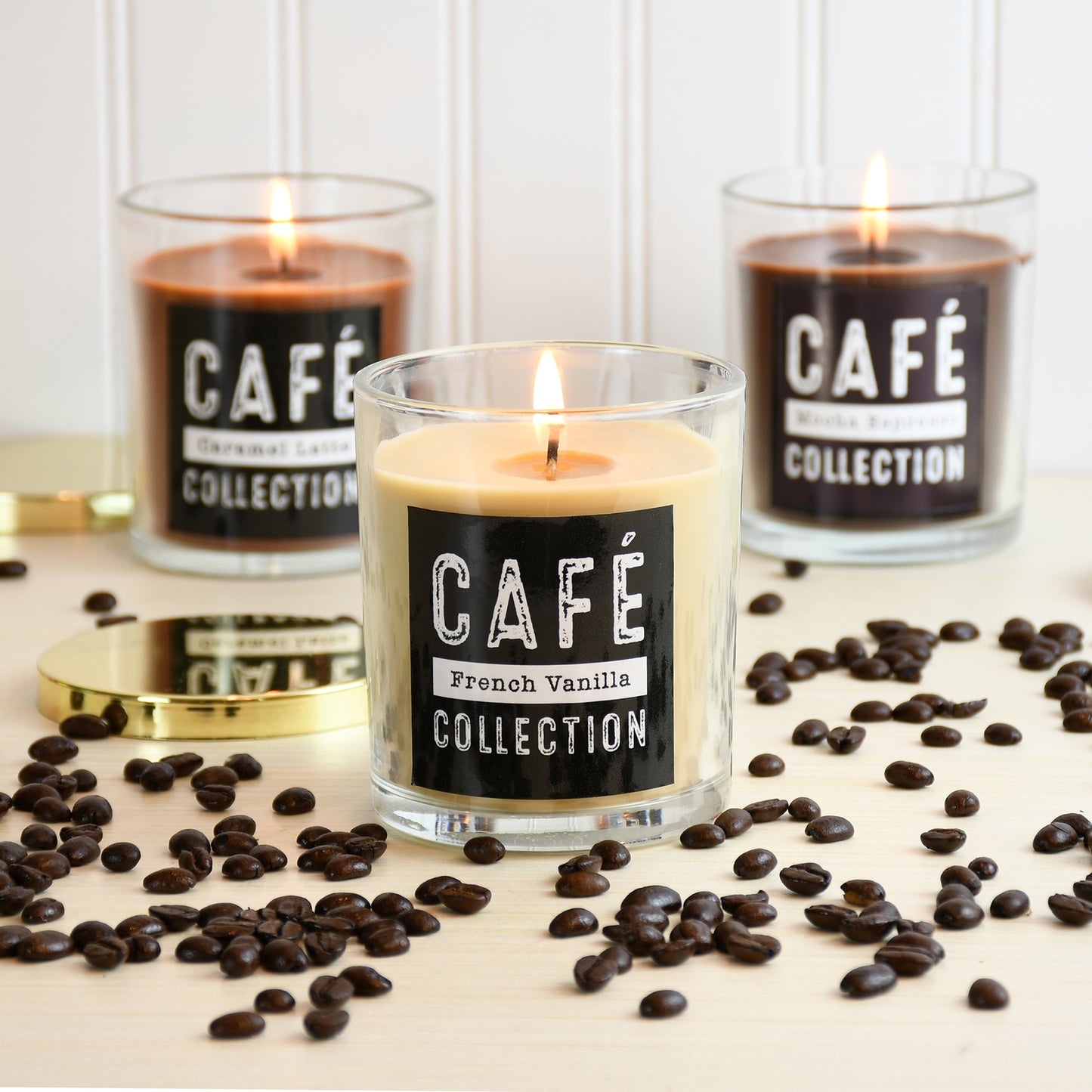 Scented Wax Candles, Café Collection - Set of 3