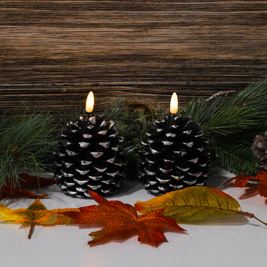 Battery-Operated Pinecone Candles - Set of 2
