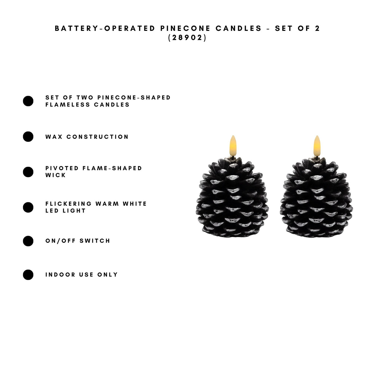 Battery-Operated Pinecone Candles - Set of 2