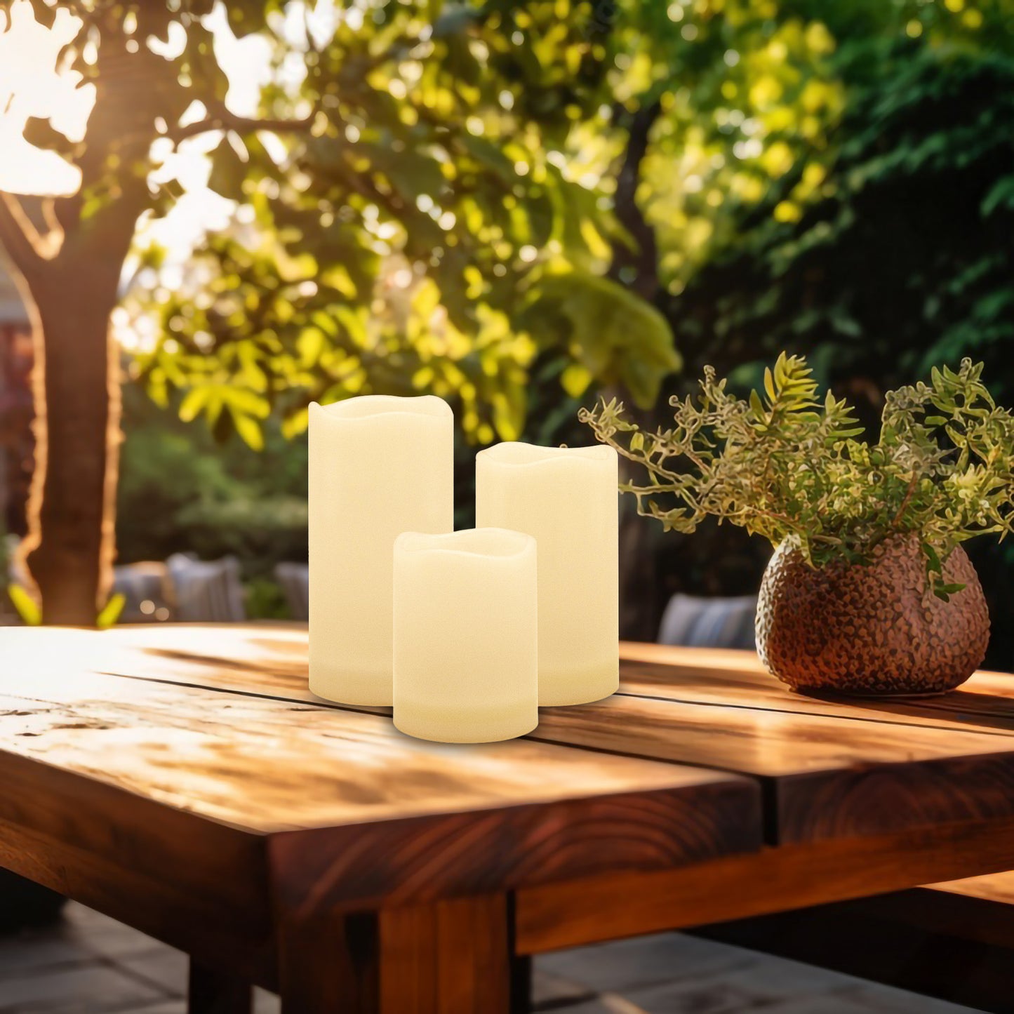 Solar-Powered Candles - Set of 3