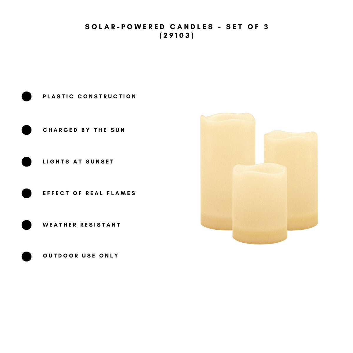 Solar-Powered Candles - Set of 3